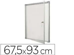 VITRINE D'INTÉRIEUR VANERUM EXTRA PLATE FOND MÉTAL MAGNÉTIQUE PORTE BATTANTE SERRURE CAPACITÉ 9 FEUILLES A4 67,5X93CM