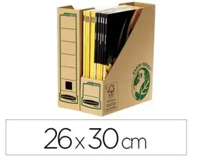 BOÎTE CLASSEMENT FELLOWES PAN COUPÉ CARTON ONDULÉ RECYCLÉ 26X30CM DOS 8CM ZONE ÉTIQUETAGE AVANT/ARRIÈRE COLORIS KRAFT