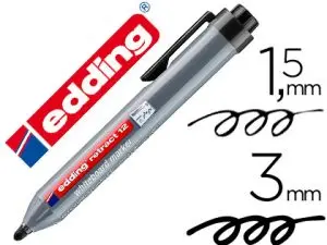 MARQUEUR EDDING E12 TABLEAU BLANC RÉTRACTABLE RECHARGEABLE POINTE OGIVE 1.5/3MM EFFAÇABLE À SEC COLORIS NOIR
