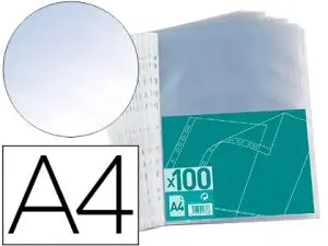 POCHETTE ELBA PERFORÉE POLYPROPYLÈNE TRANSPARENT GRAINÉ FORMAT A4 INCOLORE SACHET 100 UNITÉS