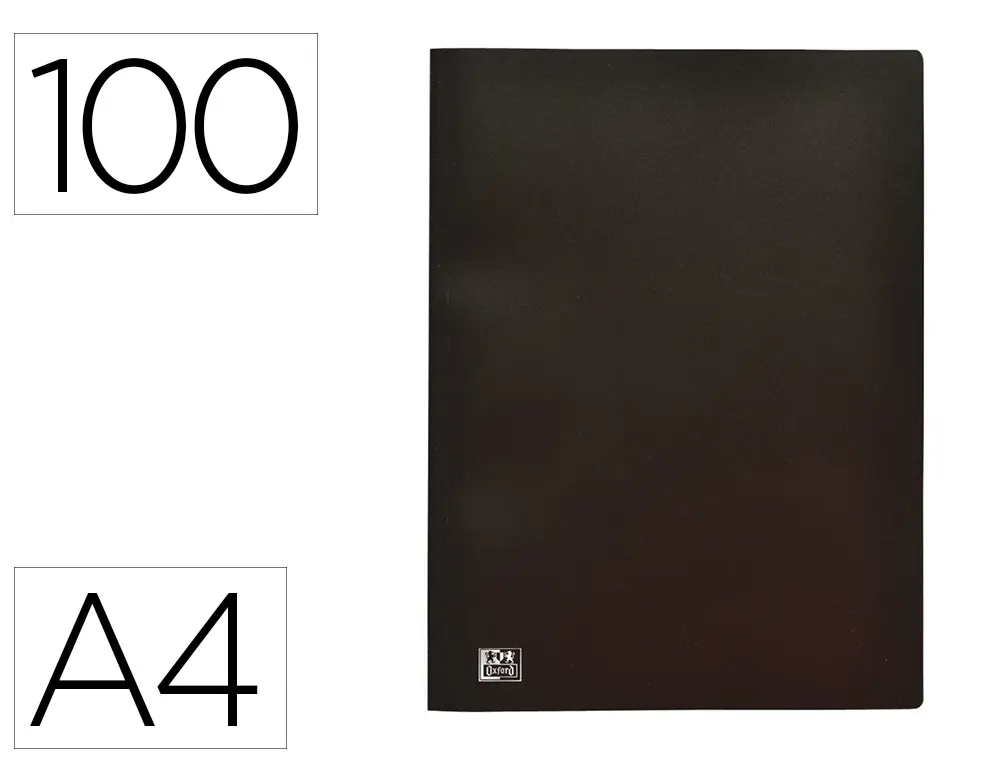 PROTEGE-DOCUMENTS OXFORD STANDUP A4 COUVERTURE POLYPROPYLENE SOUPLE 100 POCHETTES FIXES 200 VUES COLORIS NOIR