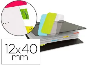 MARQUE-PAGES 3L INDEX REPOSITIONNABLE SEMI-RIGIDE 12X40MM 48F COLORIS ASSORTIS ROUGE JAUNE BLEU VERT