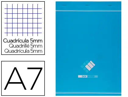 BLOC AGRAFÉ CONQUERANT SEPT A7 7,4X10,5CM COUVERTURE PELLICULLÉE 100 FEUILLES DÉTACHABLES 60G 5X5MM COLORIS BLANC