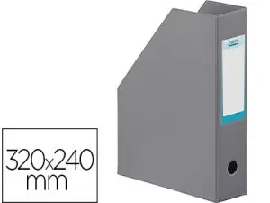 PORTE-REVUES ELBA COLOR LIFE PVC GRAIN TOILÉ PAN COUPÉ FORMAT 32X24CM DOS 7CM COLORIS GRIS