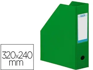 PORTE-REVUES ELBA COLOR LIFE PVC GRAIN TOILÉ PAN COUPÉ FORMAT 32X24CM DOS 10CM COLORIS VERT