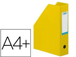 PORTE-REVUES ELBA COLOR LIFE PVC GRAIN TOILÉ PAN COUPÉ FORMAT 32X24CM DOS 10CM COLORIS JAUNE