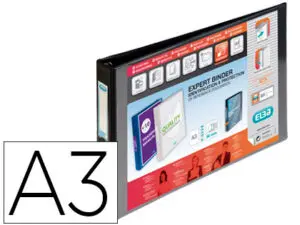 CLASSEURHAMELIN PVC 4 ANNEAUX A3 À L'ITALIENNE DOS 55MM COLORIS NOIR