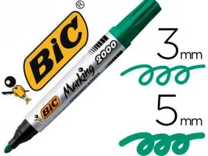 MARQUEUR BIC PERMANENT MARKING 2000 POINTE MOYENNE BISEAUTÉE TRACÉ 3/5MM CORPS PLASTIQUE ENCRE BASE ALCOOL COLORIS VERT