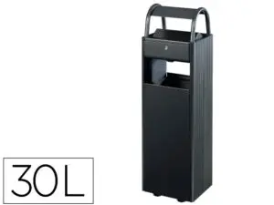 CENDRIER CEP 6L ET CORBEILLE ACIER EXTÉRIEUR ROBUSTE 30L FIXATION AU SOL POSSIBLE COLORIS NOIR