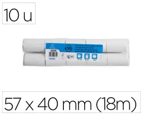 BOBINE THERMIQUE EXACOMPTA TICKETS CARTE BANCAIRE 1 PLI SANS BPA 57X40MM MANDRIN 12MM MÉTRAGE 18M LOT 10 ROULEAUX
