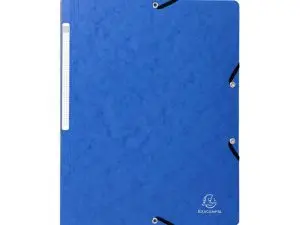 CHEMISE EXACOMPTA SANS RABAT CARTE LUSTRÉE 4,5/10E A4 24X32CM ÉTIQUETTE DOS ÉLASTIQUE COLORIS BLEU