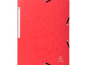 CHEMISE EXACOMPTA SANS RABAT CARTE LUSTRÉE 4,5/10E FORMAT A4 ÉLASTIQUE ÉTIQUETTE DOS COLORIS ROUGE