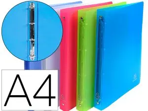 CLASSEUR 4 ANNEAUX EXACOMPTA CHROMALINE POLYPROPYLÈNE TRANSLUCIDE 7/10E A4 32X25CM DOS 3CM COLORIS ASSORTIS