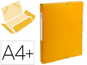 BOÎTE CLASSEMENT EXACOMPTA EXABOX CARTE LUSTRÉE 7/10E A4+ 25X33CM DOS 2,5CM COLORIS JAUNE