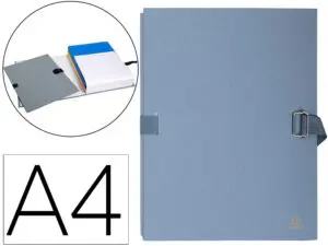 CHEMISE EXACOMPTA RABAT EN PIED CARTON RECOUVERT PAPIER DOS 13CM FERMETURE SANGLE BOUCLE COLORIS GRIS