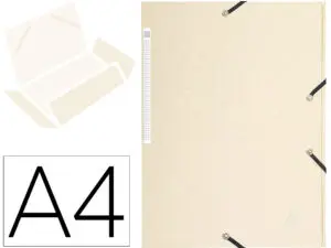 CHEMISE 3 RABATS EXACOMPTA MAXI CAPACITY CARTE LUSTRÉE 5/10E FORMAT A4 24X32CM DOS 35MM ÉLASTIQUE COLORIS IVOIRE