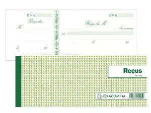 CARNET À SOUCHE EXACOMPTA REÇUS 165X105MM 50 FEUILLETS PRÉDÉCOUPÉS 95G PAPIER CHÈQUE AMAGNÉTIQUE