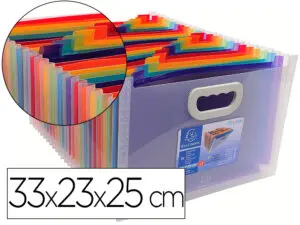 TRIEUR VALISETTE EXACOMPTA POLYPROPYLÈNE 33X23X25CM 24 COMPARTIMENTS DOS EXTENSIBLE ONGLETS ÉTIQUETTES FOURNIES CRISTAL