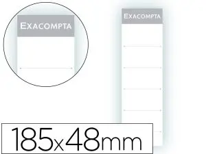 ÉTIQUETTE EXACOMPTA CLASSEURS LEVIER À PORTE-ÉTIQUETTE RECTO/VERSO DOS 70MM 185X48MM COLORIS BLANC POCHETTE 10 UNITÉS