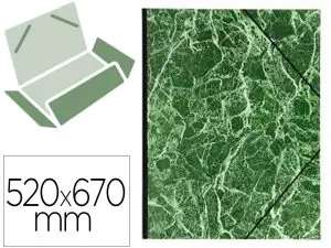 CARTON À DESSIN EXACOMPTA PAPIER MARBRÉ VERNIS RAISIN DOS TOILÉ RENFORCÉ FERMETURE ÉLASTIQUE 52X67CM VERT