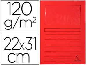 CHEMISE EXACOMPTA FOREVER CARTE RECYCLÉE 120G 22X31CM FENÊTRE COLORIS ROUGE PAQUET 25 UNITÉS