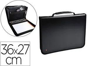 CONFÉRENCIER EXACOMPTA EXAFOLDER 4 ANNEAUX POLYPROPYLÈNE TRIEUR PORTE-STYLO POIGNÉE FERMETURE ZIPPÉE 36X27CM NOIR
