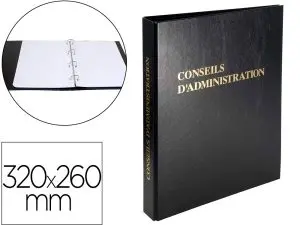 REGISTRE CLASSEUR EXACOMPTA CONSEILS ADMINISTRATION RELIURE 4 ANNEAUX ET RECHARGE 100 FEUILLETS FOLIOTÉS 320X260MM