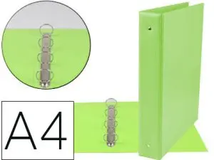 CLASSEUR LIDERPAPEL 4 ANNEAUX RONDS 40MM A4 CARTON REMBORDÉ PVC COLORIS VERT PISTACHE