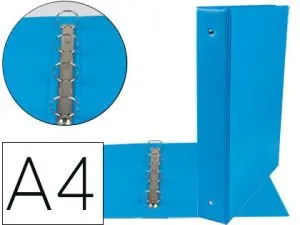 CLASSEUR LIDERPAPEL 4 ANNEAUX RONDS 40MM A4 CARTON REMBORDÉ PVC COLORIS BLEU CIEL