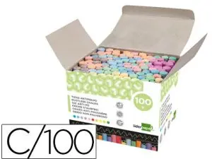 CRAIE LIDERPAPEL ENROBÉE RONDE ANTI-POUSSIÈRE TRACÉ ÉCRITURE DOUCE HYPOALLERGÉNIQUE COLORIS ASSORTIS BOÎTE 100 UNITÉS