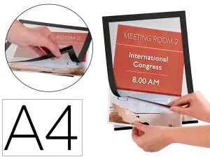 CADRE AFFICHAGE Q-CONNECT MAGNÉTIQUE A4 DOS ADHÉSIF REPOSITIONNABLE COLORIS NOIR PACK 2 UNITÉS