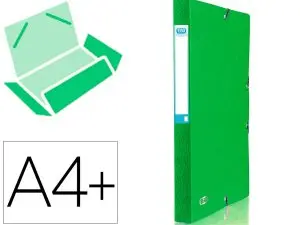 BOITE CLASSEMENT ELBA EUROFOLIO CARTE GRAINEE 600G 7/10E A4+ DOS 25MM 3 RABATS ELAST ETIQUETTE DORSALE VERT