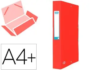 BOITE CLASSEMENT ELBA EUROFOLIO CARTE GRAINEE 600G 7/10E A4+ DOS 40MM 3 RABATS ELAST ETIQUETTE DORSALE ROUGE