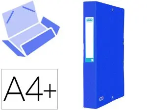 BOITE CLASSEMENT ELBA EUROFOLIO CARTE GRAINEE 600G 7/10E A4+ DOS 60MM 3 RABATS ELAST ETIQ DORSALE BLEU GITANE