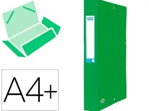 BOITE CLASSEMENT ELBA EUROFOLIO CARTE GRAINEE 600G 7/10E A4+ DOS 60MM 3 RABATS ELAS ETIQUETTE DORSALE VERT