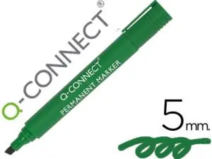 MARQUEUR Q-CONNECT PERMANENT POINTE BISEAUTÉE TRACÉ 5MM RÉSISTANTE CORPS PLASTIQUE COLORIS VERT