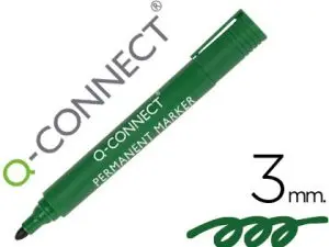 MARQUEUR Q-CONNECT PERMANENT POINTE OGIVE TRACÉ 3MM RÉSISTANTE CORPS PLASTIQUE COLORIS VERT