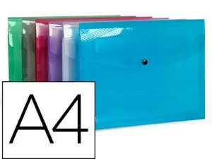 CHEMISE POCHETTE ELBA HAWAI POLYPROPYLENE TRANSLUCIDE     FORMAT A4 FERMETURE BOUTON    PRESSION COLORIS ASSORTIS