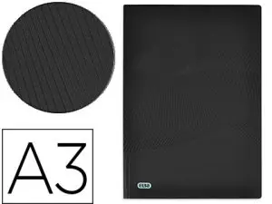 PROTEGE-DOCUMENTS ELBA OSMOSE POLYPROPYLENE OPAQUE A3 20 POCHETTES 40 VUES DECOUPE COIN COLORIS NOIR