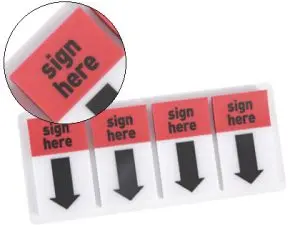 MARQUE-PAGES Q-CONNECT INDEX SIGN HERE 25.4X43.2MM 50 LANGUETTES PLASTIQUE PACK 4 UNITÉS