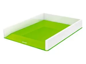 CORBEILLE COURRIER LEITZ WOW DUAL POLYSTYRENE SUPERPOSABLE LARGE OUVERTURE AVANT         CAPACITE 300F COLORIS VERT