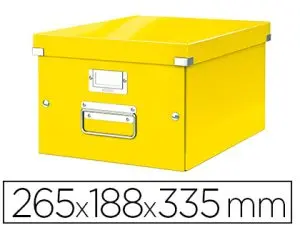 BOITE RANGEMENT LEITZ CLICKANDSTORE WOW CARTON LAMINE BRILLANT A4 265X188X335MM PORTE-ETIQUETTE COLORIS JAUNE