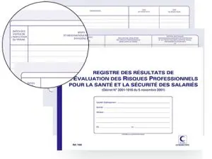 REGISTRE ELVE RESULTATS EVALUATION RISQUES PRO 210X297MM 29 TABLEAUX OUVERTS FOLIOTES 60 PAGES