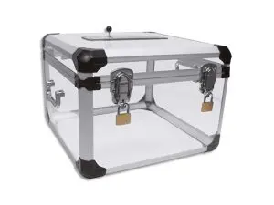 URNE OFFICIELLE VISO AVEC COMPTEUR STRUCTURE ALUMINIUM  COUVERCLE OUVERTURE COMPLETE  2 CADENAS TRAPPE A LEVIER