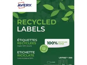 ETIQUETTE AUTOCOLLANTE AVERY ADRESSE RECYCLEE LASER BLANC  99,1 X 38,1 MM BOITE DE 1400