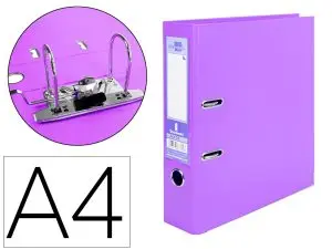 CLASSEUR LEVIER LIDERPAPEL A4 DOCUMENTA CARTON REMBORDÉ 1,9MM DOS 75MM RADO MÉTALLIQUE COLORIS LILAS