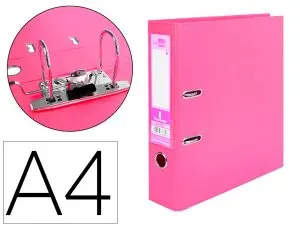 CLASSEUR LEVIER LIDERPAPEL A4 DOCUMENTA CARTON REMBORDÉ 1,9MM DOS 75MM RADO MÉTALLIQUE COLORIS ROSE