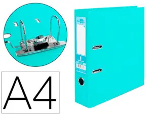 CLASSEUR LEVIER LIDERPAPEL A4 DOCUMENTA CARTON REMBORDÉ 1,9MM DOS 75MM RADO MÉTALLIQUE COLORIS VERT CLAIR