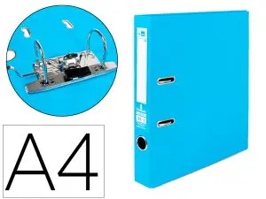 CLASSEUR LEVIER LIDERPAPEL A4 DOCUMENTA CARTON REMBORDÉ 1,9MM DOS 52MM RADO MÉTALLIQUE COLORIS BLEU CIEL