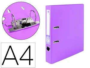 CLASSEUR LEVIER LIDERPAPEL A4 DOCUMENTA CARTON REMBORDÉ 1,9MM DOS 52MM RADO MÉTALLIQUE COLORIS LILAS